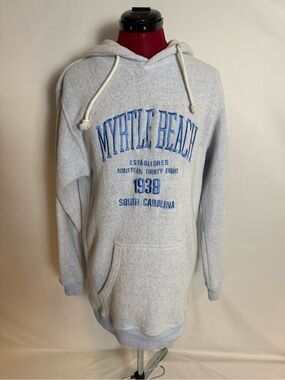 Salty Wave Myrtle Beach Embroidered Sweatshirt Size Large Light Blue Hooded